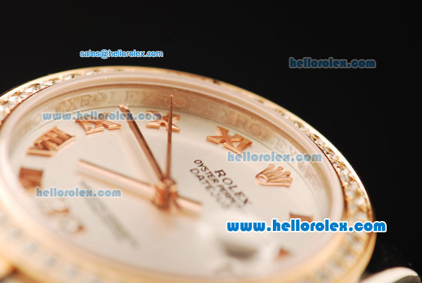 Rolex Datejust Automatic Movement White Dial with Diamond Bezel and Two Tone Strap-ETA Coating Case - Click Image to Close